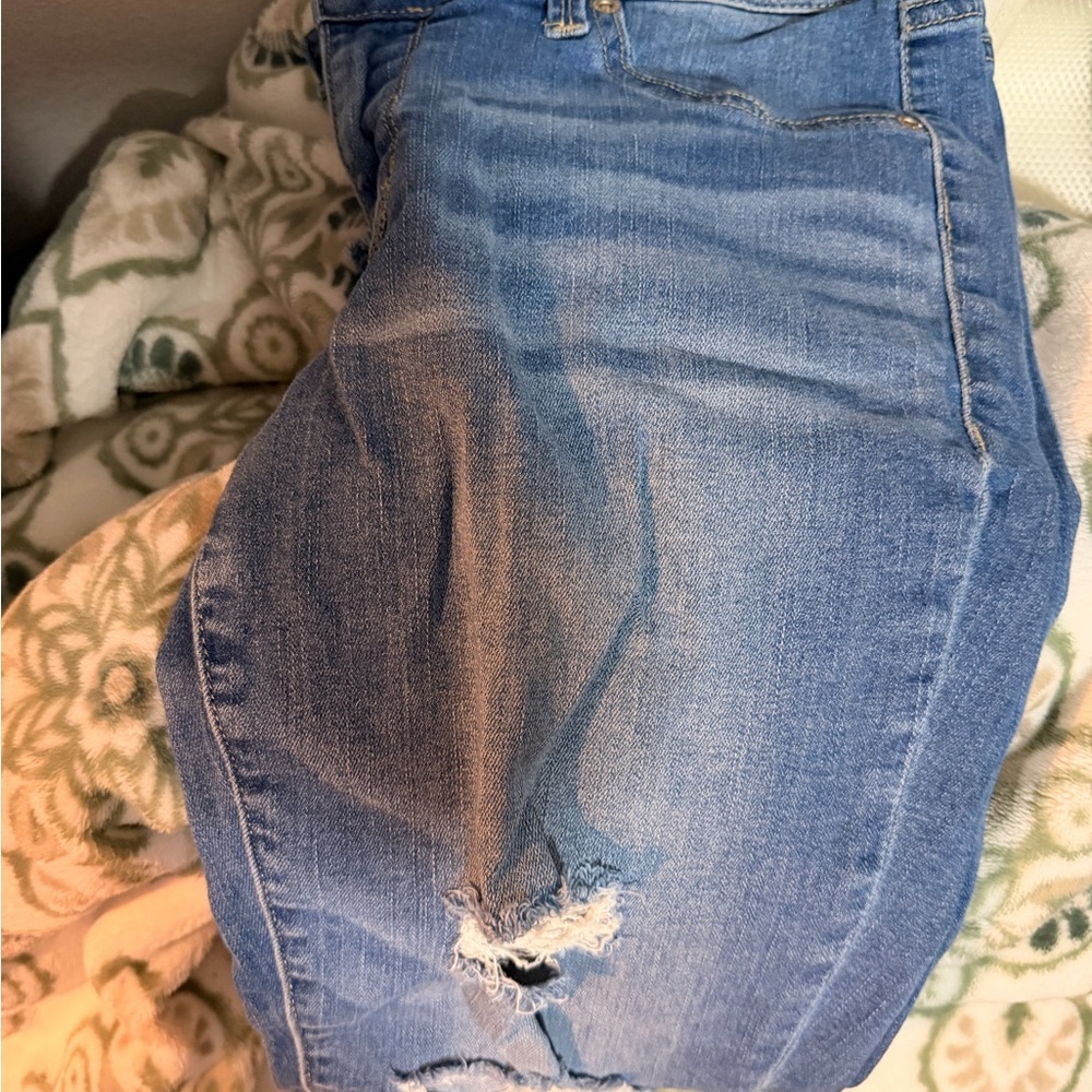 Maurices Light Blue Distressed Ankle Jeans